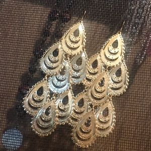 Lightweight Large Goldtone Chandelier Earrings Holiday Fun